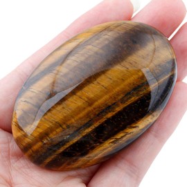 Nupuyai Tiger's Eye Palm Worry Stone for Therapy, Oval Pocket Massage Stone Healing Crystal for Meditation 6cm