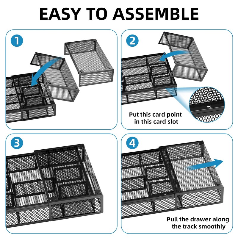 Marbrasse Expandable Desk Drawer Organizer, Mesh Drawer Organizer Tray with