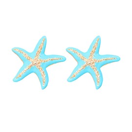 Big Starfish Statement Earrings for Women Gilrs Gold Plated Blue Exaggerated Sea Starfish Studs Earring Bohemian Large Sequins Fashion Beach Ear Piercing Studs Casual Accessories Lightweight Jewelry