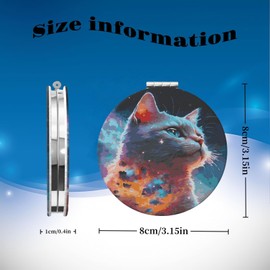 KWSAAHU Double-Sided Pocket Compact Mini Makeup Mirrors 1x, 2X Magnifying Mirror Portable Foldable Round Small Purse Mirror Suitable Daily Travel Party for Man Woman - Sad Cat