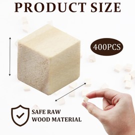 Pack of 400 Wooden Dice Decoration, 10 mm Small Wooden Cubes Blank for Crafts, Painting, Crafts and Decoration, Square Craft Cubes for Creative Design and Hobby