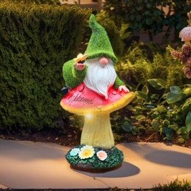 Lnzhauscia Garden Gnome Statues Decor with Solar Lights, Outdoor Decorations for Yard Porch Lawn Balcony Patio, Housewarming Gifts