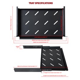 1U Rack Mount Vented Sliding Shelf Tray for 19" Server Cabinets & Network Rooms (Includes Mounting Hardware) - 1 Piece