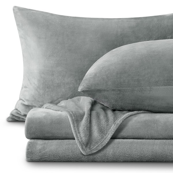 BEDELITE Flannel Sheets Queen Size Grey - Super Soft Fleece