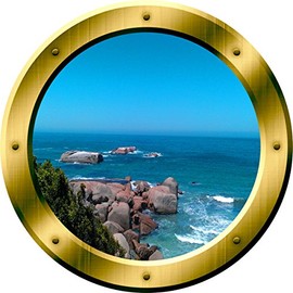 Ocean Scene Wall Decal Nature Porthole Peel and Stick Decor VWAQ-GP38 (20" Diameter)