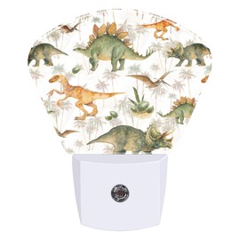 AKKAVNIA Night Light Watercolor Dinosaur Plug-in LED Dusk-to-Dawn Sensor Soft Night Lamp,Suitable for Home Bedroom Bathroom Hallway Stairs