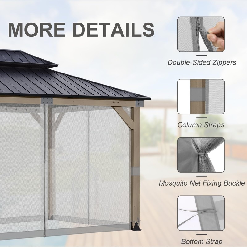 BPS 10' x 13' Gazebo Universal Mosquito Netting Screen Replacement,