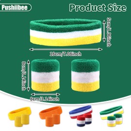 12Pcs Sweatband Set, 4Pcs Sports Headband and 8Pcs Wristbands for Men Women, Neon Sweatbands Set Sports Headband Wristband Set Striped Sweat Bands for Gym Tennis Basketball Running