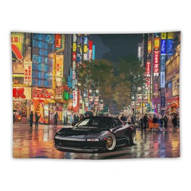 josnmre Tokyo Japane Anime Night NSX Art Jdm Car Tapestry Wall Hanging Funny Wall Tapestry for Bedroom Living Room Office Classroom Dorm Ceiling Home Wall Decor Art Tapestries 30"x40"