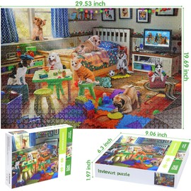 Lavievert 1000 Piece Jigsaw Puzzle Game for Adults and Kids (Naughty Doggies)