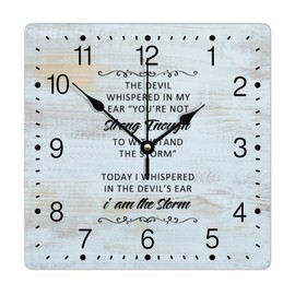 Zyadsinoudor Today I Whispered in The Devil's Ear I Am The Square PVC Wall Clock Motivational Christian Quote Numeral Clocks 10in Battery Operated Classic Frameless Clocks for Home Bedroom