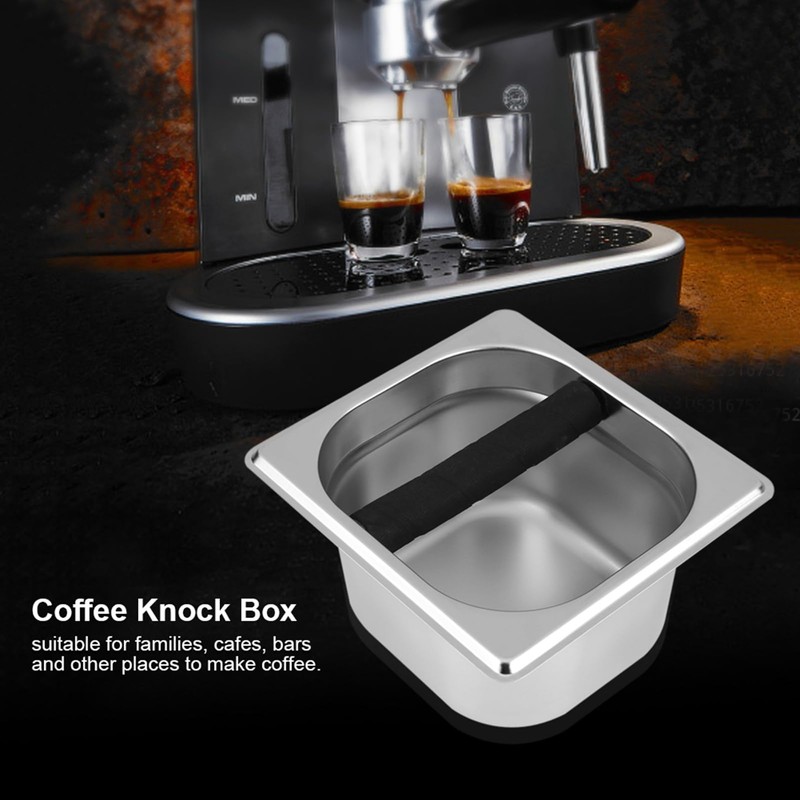 Coffee Knock Container, Stainless Steel Espresso Tee Container with Rubber