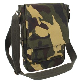 Rothco Vintage Canvas Military Tech Bag, Woodland Camo
