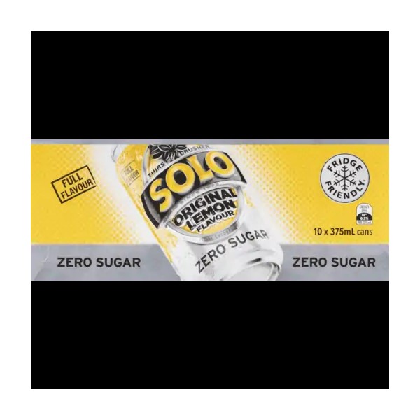 Schweppes Solo Lemon Zero Sugar Cans 375mL x10 pack