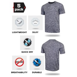 5 Pack Men’s Active Quick Dry Crew Neck T Shirts - Athletic Running Gym Workout Short Sleeve Tee Tops Bulk (Edition 1, X-Large)