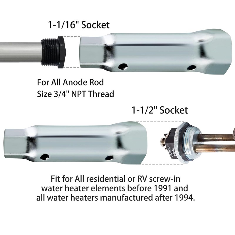 hiSpkNix Water Heater Wrench - 1-1/2" & 1-1/16" Dual Hex