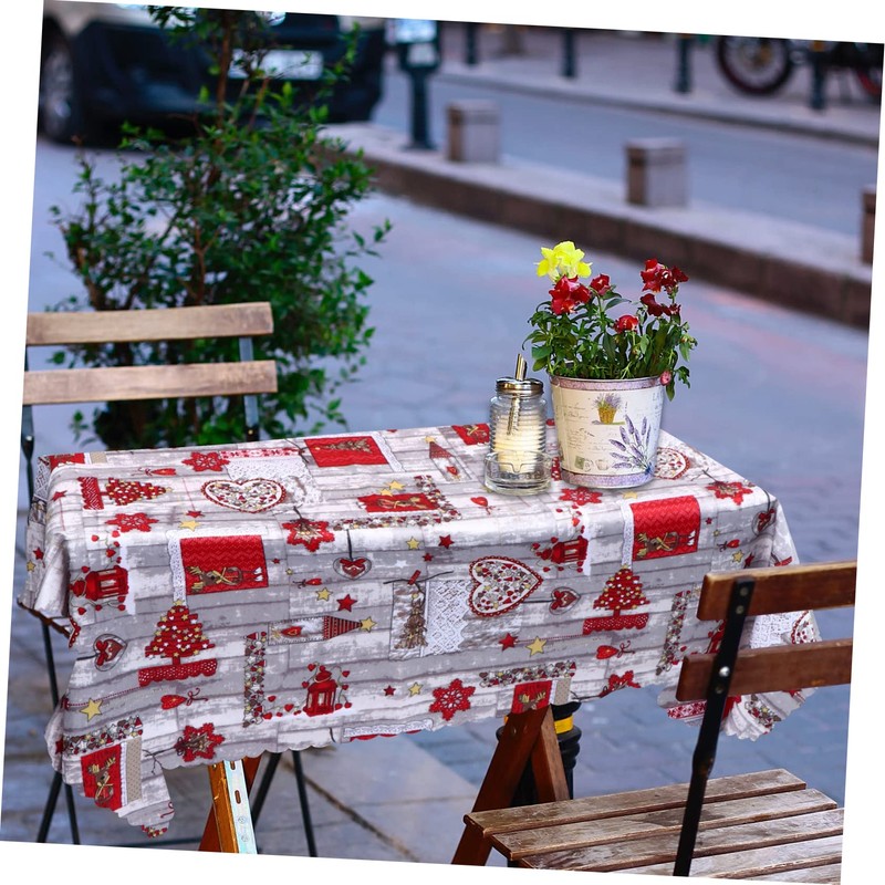 SAFIGLE Vinyl Christmas Tablecloth Square Xmas Decor Holiday Table Cover