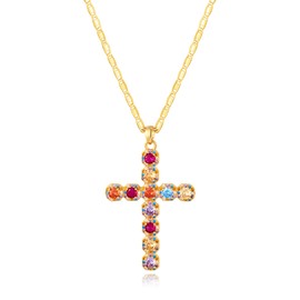 CLASSYZINT Cross Pendant Necklace Colorful Cross necklace Cross Chain Necklace Jewelry