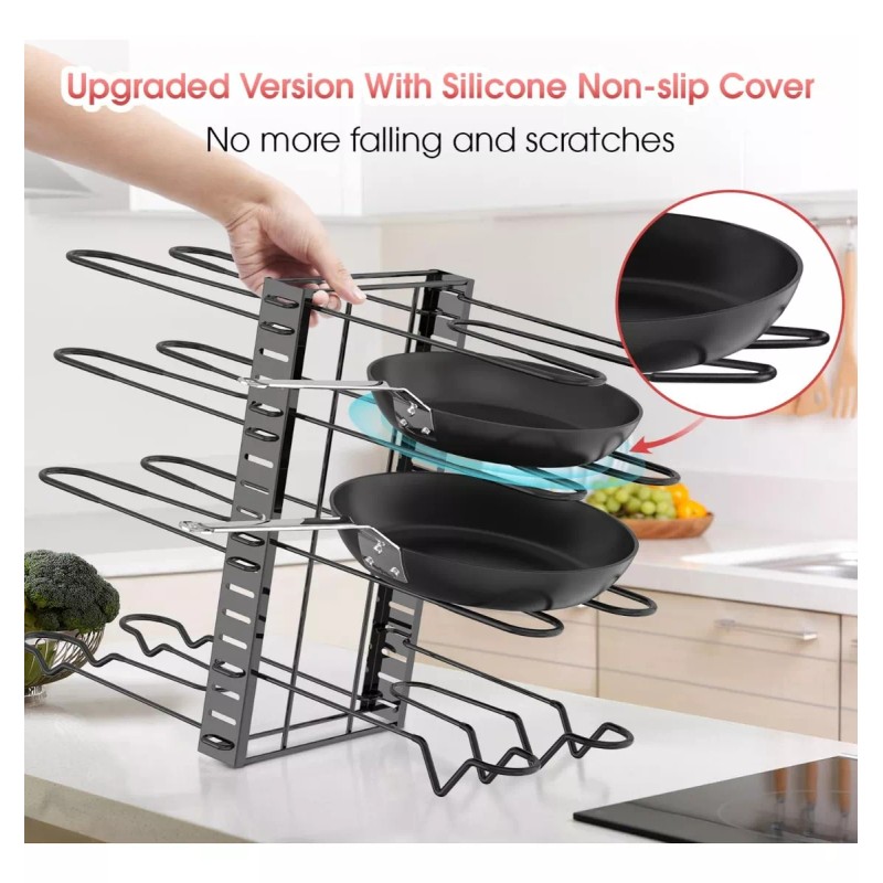 MARZSEFLO 8 Estante Organizador Para Ollas Y Sartenes Ajustable Cocina