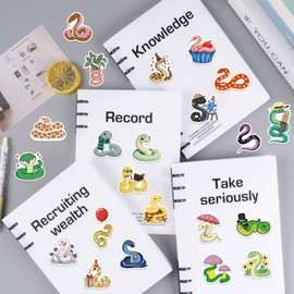 50Pcs Snake Vinyl Stickers,Funny Reptile Animal Snake Graffiti Stickers,Waterproof Sticker for Phone Laptop Bottles Skateboard Computer Phone Luggage Guitar Gifts Sticker for Kids Teens Girls