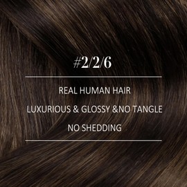 YoungSee 150G Clip in Extensions Brown Balayage Human Hair Clip in Extensions Dark Brown Mix Medium Brown Highlights Brown Balayage Clip on Extensions Human Hair with Natural Texture 24Inch 7Pcs