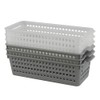 Dynko 6 pack Slim Plastic Storage Baskets, Grey and Clear