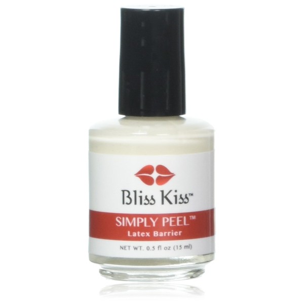 Simply Peel Original by Bliss Kiss Liquid Latex Peel Off Cuticle Guard for Nail Art with Glitter | 15 ml | Made in the USA