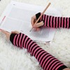 Allegra K Women's Fingerless Gloves Printed Elbow Length Knitted Arm