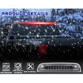 PIT66 LED 3rd Brake Light, Compatible with 14-18 GMC Sierra 1500/15-18 GMC Sierra 2500HD 3500HD/14-18 Chevy Silverado 1500/15-18 Chevy Silverado 2500HD 3500HD Brake Lamp Clear Lens Chrome Housing