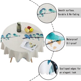 Bettery Vinyl Round Table Cover Wipe Clean PVC Tablecloth , Round - 48 Inch