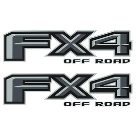FX4 Off Road Decal Set for Ford Pickup Truck, Die-Cut Vinyl, Bedside Replacement Stickers, Metallic Finish (Gray, 2.6" x 10.25", Ranger)