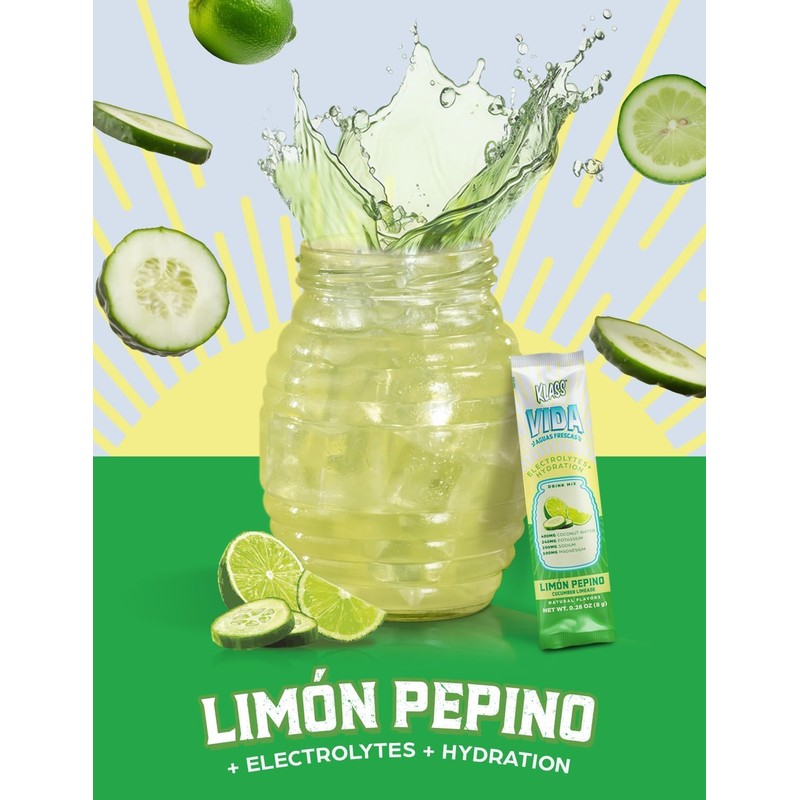 KLASS VIDA Electrolyte Drink Mix – Cucumber Limeade Agua Fresca
