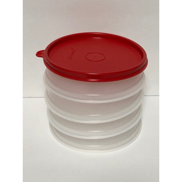 Tupperware Hamburger Freezer Set 4 Containers RED Seal