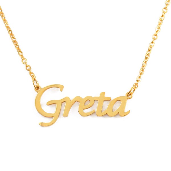 Kigu Greta Name Necklace Personalised 18ct Gold Plated, Custom Dainty