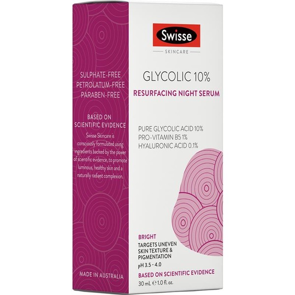 Swisse Skincare Glycolic 10% Resurfacing Night Serum 30ml