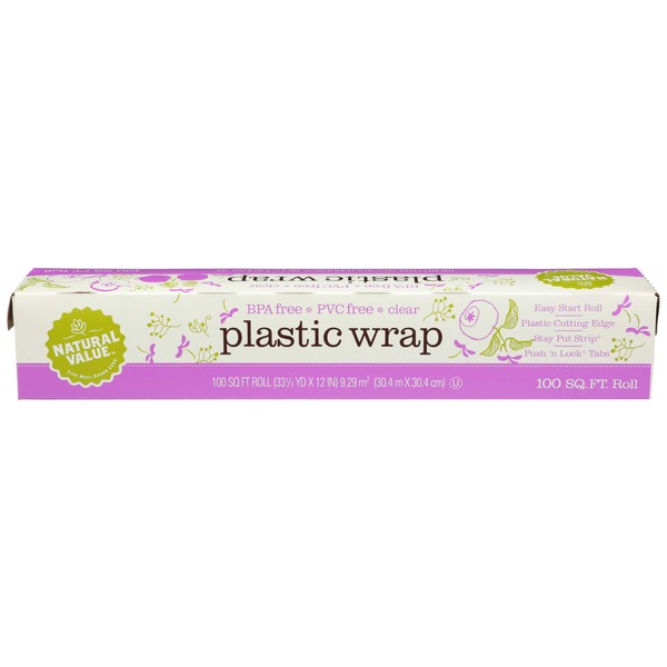 Natural Value Clear Plastic Wrap, 100 ft
