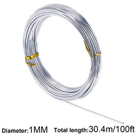 TecUnite Aluminum Craft Wire for Sculpting Bendable Metal Beading Wire for DIY Jewelry Making (1 Roll,Silver,30.4 m x 1 mm)
