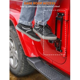 Savadicar 2 Pack Door Hinge Steps, Foldable Metal Foot Pedals for 2007-2024 Jeep Wrangler JK/JL 4XE & Gladiator JT, Anti-Rust Powder Coated, Easy Access to Roof Top, Star Pattern Design, Black