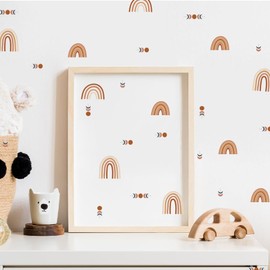 Baby Boo! Wall Sticker for Children's Room, Rainbow, Moon, Full Moon, Half Moon, Boho Style, Nursery Decoration, Baby Room Decoration, Wall Sticker Children's Room, PVC Wall Decoration (90 x 30 cm)