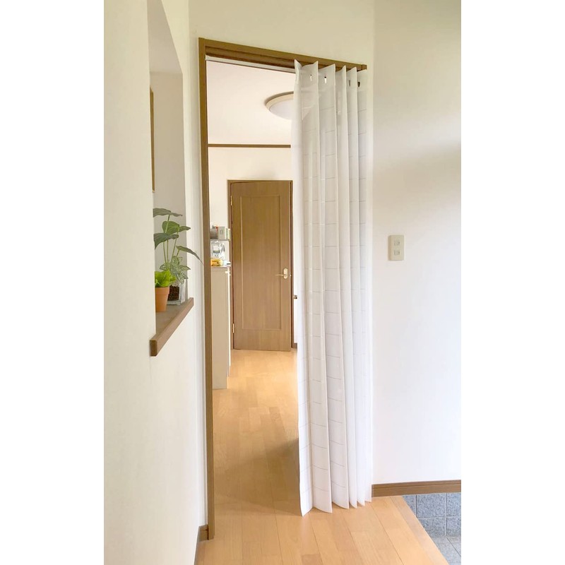 Flameproof Treatment, Accordion Curtain, Solid, White, Room Divider, Noren, Long