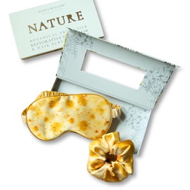 Silk & Willow 100% Pure Mulberry Silk Sleep Eye Mask & Hair Scrunchie Gift Set (Marigold Yellow)