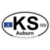 US Decal, Inc. Auburn, Kansas Oval Sticker with State Flag