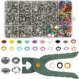 rietegio 250 Press Stud Set with Pliers 9.5 mm Hollow and Solid Metal Buttons Press Studs without Sewing Jersey Press Studs for Children's Clothing Sewing Craft Handmade DIY Clothing Repairs (10