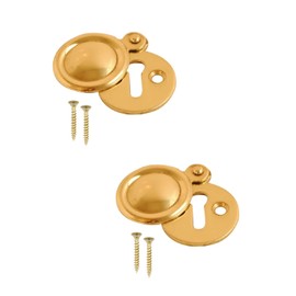 Brass Victorian Keyhole Covered 35mm Escutcheon Covered Round Front Door Keyhole Covered Plate Lock Cover with Screws for Internal Doors Pack of 2.