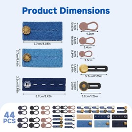 44-Pack Elastic Button Extenders for Jeans and Pants