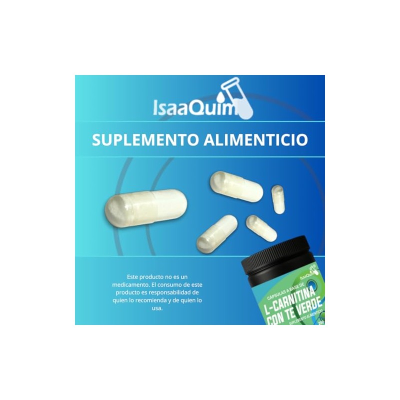 IsaaQuim L-Carnitina con Té Verde Suplemento Alimenticio en Cápsulas 200