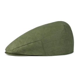 BOTVELA Men Linen Flat Ivy Breathable Summer Newsboy Hat (7 1/8-7 1/4, Plain Green)