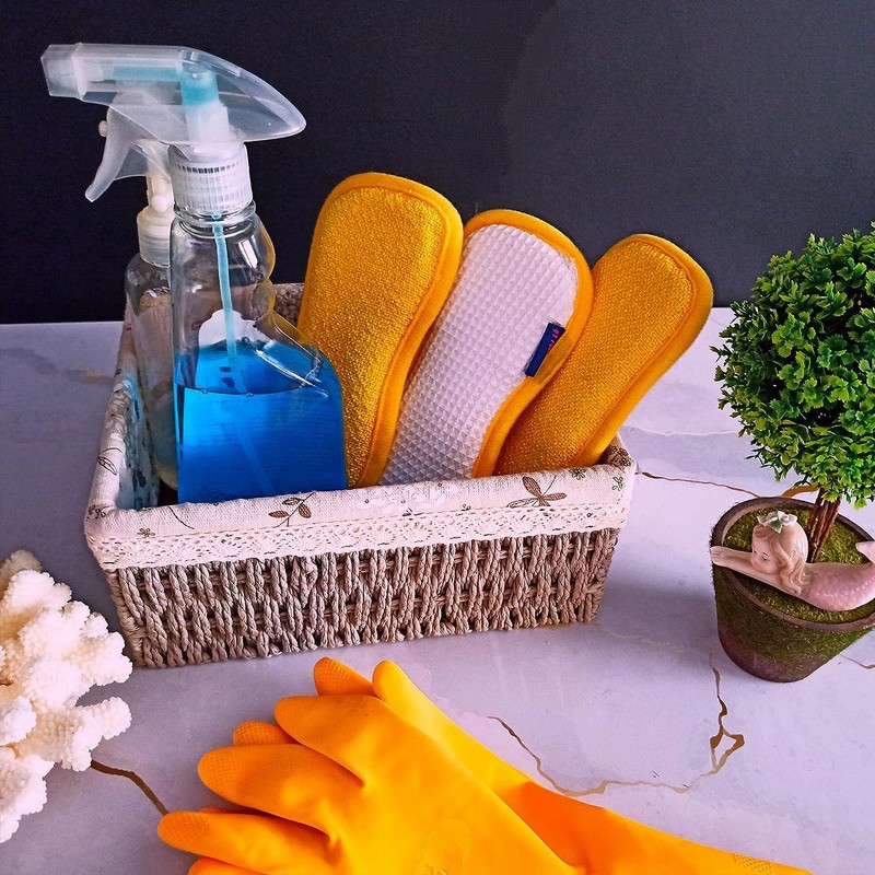 9x Non-Scratch Kitchen Dish Scrubber Sponge, Advanced Microfiber Dual-Sided Dish