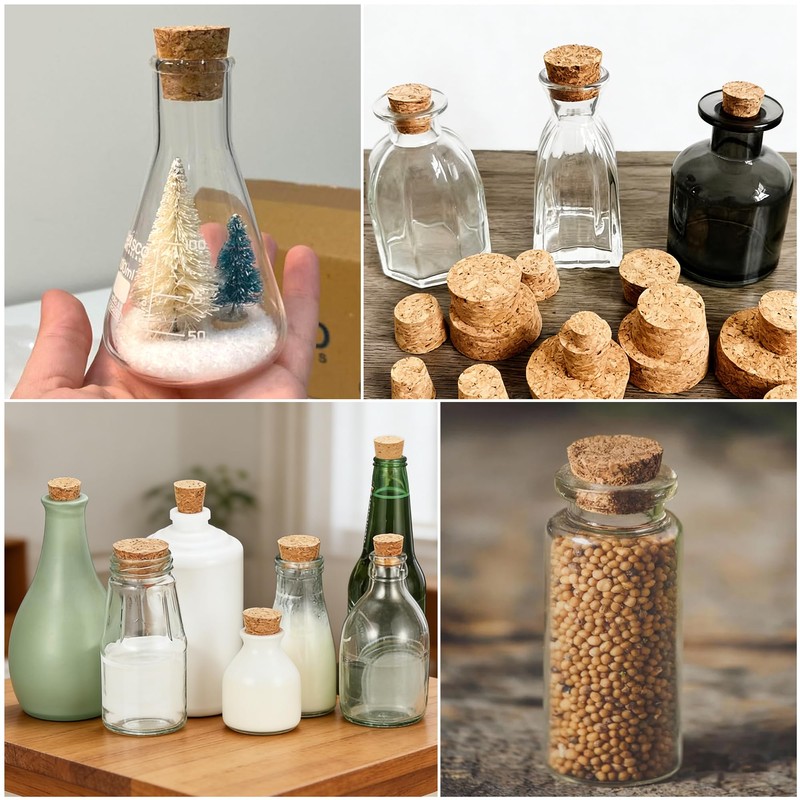 TAHULIK 30PCS Natural Corks Stoppers, Assorted Sizes, Soft Wood Tapered