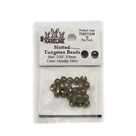 Hareline Slotted Tungsten Beads #235 7/32'' (5.56mm) Metallic Olive
